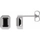 14 Karat White Gold Natural Onyx Solitaire Earrings