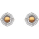 14 Karat White Gold Natural Citrine and .03 Carat Natural Diamond Earrings