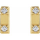 14 Karat Yellow Gold .03 Carat Natural Diamond  Two Stone Bar Earrings