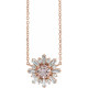 14 Karat Rose Gold Pink Morganite & 0.37 Carat Diamond Starburst 18 inch Necklace