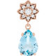 14 Karat Rose Gold Aquamarine Gem and .08 carat Diamond Floral Inspired Pendant