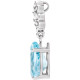 14 Karat White Gold Aquamarine Gem and .08 carat Diamond Floral Inspired Pendant