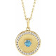 14K Yellow Natural Aquamarine & 1/4 CTW Natural Diamond Disc 16-18" Necklace