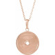 14 Karat Rose Gold Aquamarine Gem and 0.25 Carat Diamond Disc 16 inch Necklace