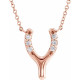 14 Karat Rose Gold .08 Carat Diamond Petite Wishbone 16 inch Necklace