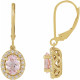 14 Karat Yellow Gold Natural Pink Morganite and 0.13 Carat Natural Diamond Earrings