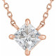 14 Karat Rose Gold 0.50 Carat Diamond Solitaire 16 inch Necklace