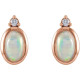 14 Karat Rose Gold Natural White Ethiopian Opal and .06 Carat Natural Diamond Bezel Set Earrings