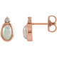 14 Karat Rose Gold Natural White Ethiopian Opal and .03 Carat Natural Diamond Bezel Set Earrings