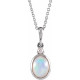 Sterling Silver 8x6 mm White Ethiopian Opal and .03 Carat Diamond 16 inch Necklace