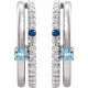 14 Karat White Gold Multi Gemstone and 0.20 Carat Natural Diamond Hoop Earrings