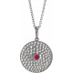 14 Karat White Gold Ruby Beaded Disc 16 inch Necklace