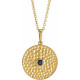 14K Yellow Natural Blue Sapphire Beaded Disc 16-18" Necklace