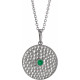 14 Karat White Gold Natural Emerald Beaded Disc 16 inch Necklace