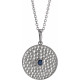 Platinum Lab Grown Blue Sapphire Beaded Disc 16 inch Necklace