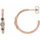14 Karat Rose Gold Natural Blue Zircon and Natural Blue Sapphire Bezel Set Hoop Earrings