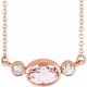 14 Karat Rose Gold Pink Morganite and 0.12 Carat Diamond Bezel Set 16 inch Necklace