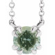 Platinum Natural Green Sapphire Solitaire 18 inch Necklace