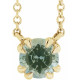 14 Karat Yellow Gold Natural Green Sapphire Solitaire 18 inch Necklace