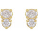 14 Karat Yellow Gold 0.50 Carat Natural Diamond  Two Stone Earrings