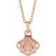 14 Karat Rose Gold .03 Carat Diamond Seashell 16 inch Necklace