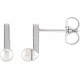 Platinum Cultured Seed Pearl Bar Earrings