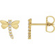 14 Karat Yellow Gold .08 Carat Natural Diamond Dragonfly Earrings