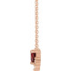 14 Karat Rose Gold Mozambique Garnet and .07 Carat Diamond 16 inch Necklace