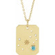 14 Karat Yellow Gold Blue Zircon & .0075 Carat Diamond Scorpio Zodiac Constellation 16 18 inch Necklace