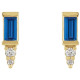 14 Karat Yellow Gold Natural Blue Sapphire and .03 Carat Natural Diamond Bar Earrings