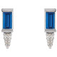 Platinum Natural Blue Sapphire and .03 Carat Natural Diamond Bar Earrings