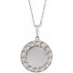 Sterling Silver Cultured White Seed Pearl Engravable Halo Style 16 inch Necklace