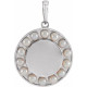 Sterling Silver Cultured White Seed Pearl Engravable Halo Style Pendant