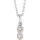 14K White .03 Carat Natural Diamond Petite Infinity 16 inch Necklace