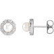 Sterling Silver Cultured White Akoya Pearl and .07 Carat Natural Diamond Halo Style Earrings