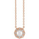 14 Karat Rose Gold Cultured Akoya Pearl & .03 Carat Diamond Halo Style 18 inch Necklace