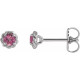 Sterling Silver 3 mm Natural Pink Tourmaline Claw Prong Rope Earrings