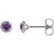 14 Karat White Gold 3 mm Natural Amethyst Claw Prong Rope Earrings