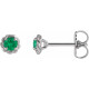Platinum 3 mm Natural Emerald Claw Prong Rope Earrings