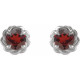 Platinum 3 mm Natural Mozambique Garnet Claw Prong Rope Earrings
