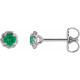 14 Karat White Gold 3 mm Lab Grown Emerald Claw Prong Rope Earrings