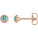 14 Karat Rose Gold 3 mm Natural Blue Zircon Claw Prong Rope Earrings