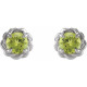Platinum 3 mm Natural Peridot Claw Prong Rope Earrings