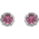 Platinum 3 mm Natural Pink Tourmaline Claw Prong Rope Earrings