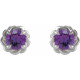 Platinum 3 mm Natural Amethyst Claw Prong Rope Earrings