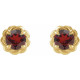 14 Karat Yellow Gold 4 mm Natural Mozambique Garnet Claw Prong Rope Earrings