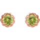 14 Karat Rose Gold 4 mm Natural Peridot Claw Prong Rope Earrings