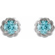 Platinum 4 mm Natural Blue Zircon Claw Prong Rope Earrings