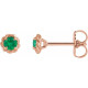 14 Karat Rose Gold 4.5 mm Natural Emerald Claw Prong Rope Earrings