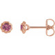 14 Karat Rose Gold 4.5 mm Natural Pink Tourmaline Claw Prong Rope Earrings